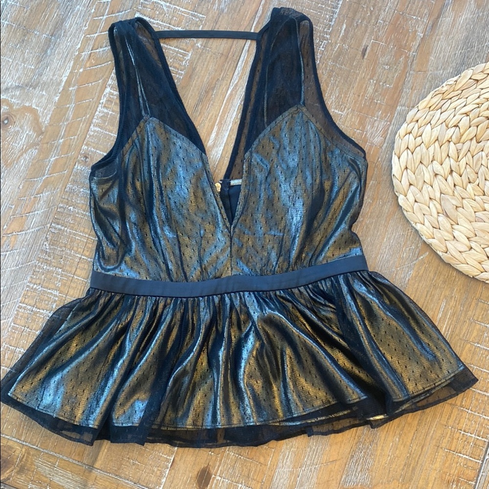 Express Black Bustier Peplum Blouse